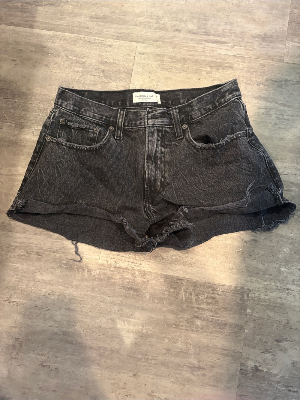 Abercrombie & Fitch Black Washed Denim Cutoff Shorts